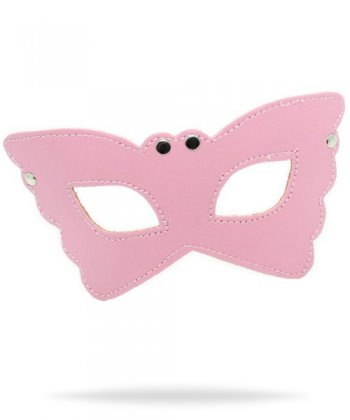 butterfly mask - Rosa mask i läder i form av fjäril