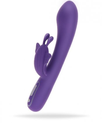Uppladdningsbar rabbit med två separata motorer. Stänksäker. 7 olika vibrationer och 5 olika hastigheter. Supermjuk silikon.