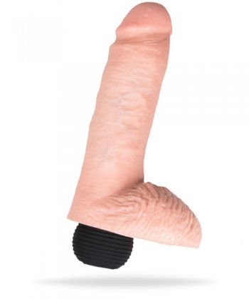 King Cock 8 Squirting Cock With Balls - Vibrerande beige dildo som sprutar