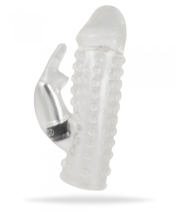 Penis Sleeve with Clitoris Stimulation - Penisöverdrag med vibrator i form av rabbit