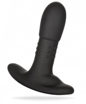 Svart analplugg tillverkad av silikon. Helt vattentät vibrator utrustad med 12 intensiva funktioner. Uppladdningsbar och skön