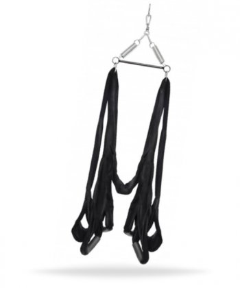 Svart sexgunga för mer erfarna användare. Ökar flexibiliteten hos användarna. Mjukt material. Klarar över 100 kg. Komfort.