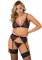3PC Lace Bra, Panty & Garter Set