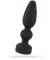 Svart analplugg tillverkad av högkvalitativ silikon. Mjuk och len form med en gradvist ökande form och en utfyllande kula.