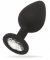 Svart analplugg tillverkad av supermjuk silikon med en klar sten i botten. En klassisk form som gör den enkel att använda.