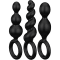 Analset med 3 svarta buttplugs - Satisfyer