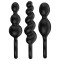 Analset med 3 svarta buttplugs - Satisfyer