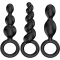 Analset med 3 svarta buttplugs - Satisfyer