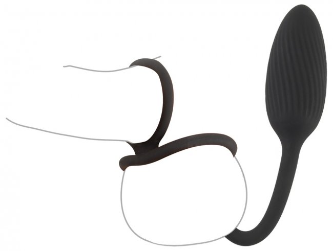 Cock And Ball Ring With A RC Butt Plug