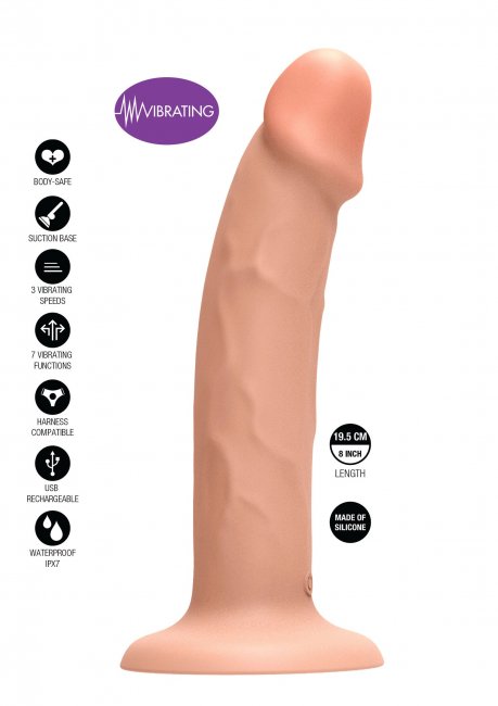 Beige Harness Dong Vibrating Silicone 19.5 cm