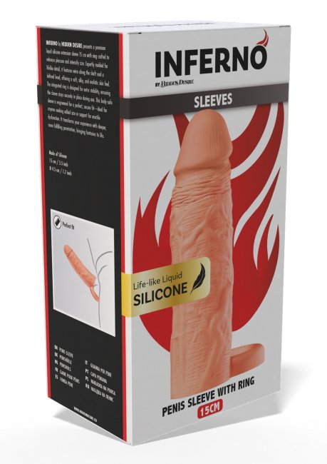 Penis Sleeve Liquid Silicone Ring 15 cm Beige