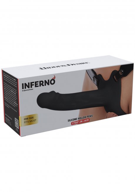 Hollow Penis Strapon Silicone 20 cm Black