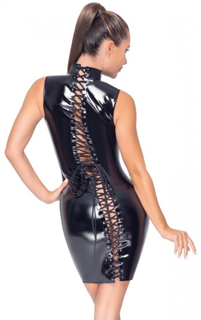 Vinyl Zipper Dress with Corset back