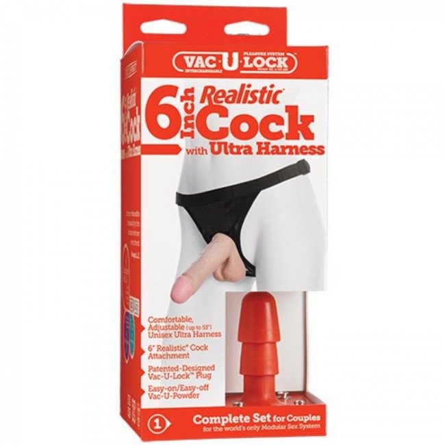 Vac-U-Lock Realistic Cock with Ultra Harness