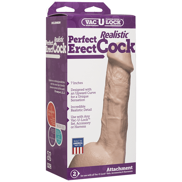 Vac-U-Lock - 7" Realistic Perfect Erect Cock - Vanilla