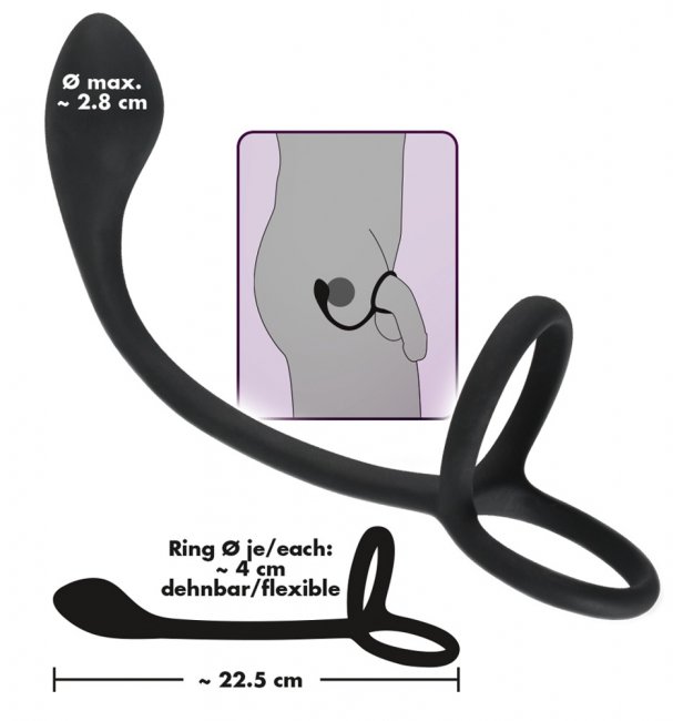 Black Velvets Cock, Ball Ring & Plug