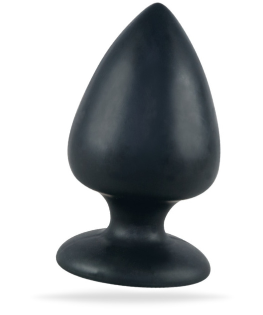 Svart analplugg med en klassisk form. Tillverkad av mjuk och högkvalitativ silikon. Extra bred anaplugg. Sugkopp i botten.