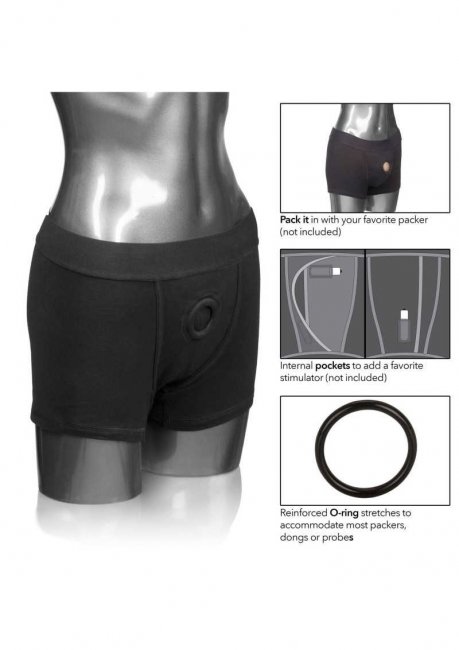 Bekväm strap-on till packer gear med en klassisk boxer design. Stretchig och skönt material som är mjuk hela dagen. Enkel.
