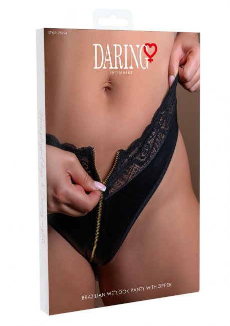 Brazilian Wetlook Zipper Panty