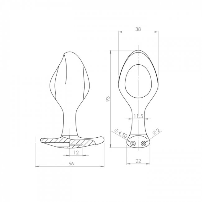 Svart prostatastimulator med e-stim funktioner. Flexibel form och en lätt böjd design möjliggör en enkel prostatastimulans.