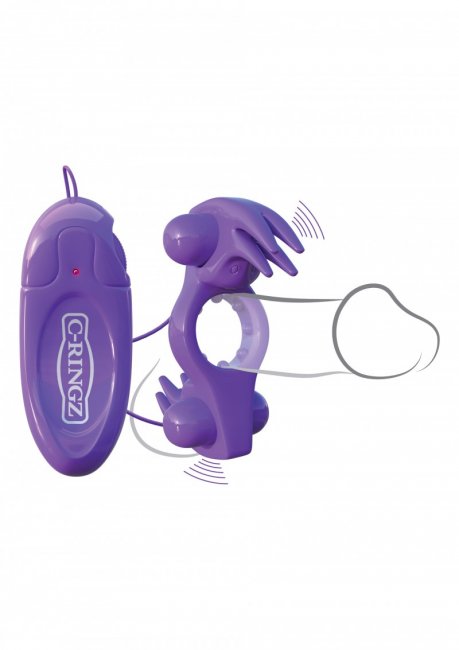 Lila vibrerande penisring med två starka och vattentäta motorer. Tillverkad av högkvalitativ TPR. Stimulerande textur.