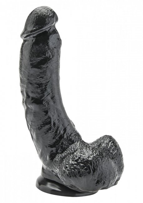 Cock 8 Inch With Balls - Stor svart dong med sugpropp