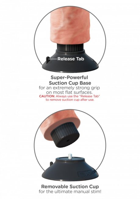 Beige dildo tillverkad av PVC. Realistisk design och detaljer. Avtagbar sugkopp, multispeed vibrationer, helt vattentät.