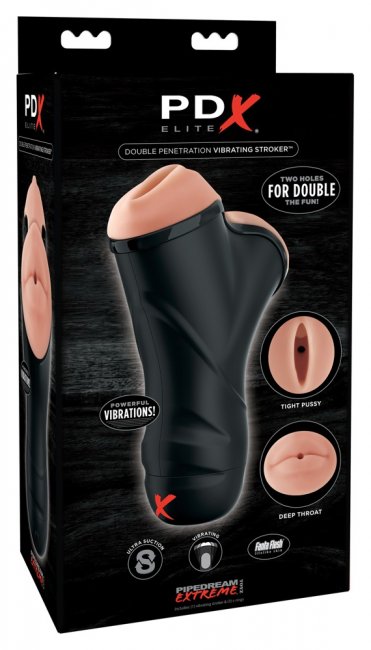 PDX Elite Double Penetration Vibrating Stroker