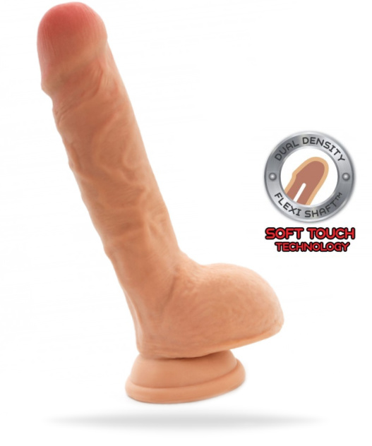 Realistisk dildo tillverkad av högkvalitativ TPE utrustad med en stark sugkopp. Flexibelt skaft och realistiska detaljer.