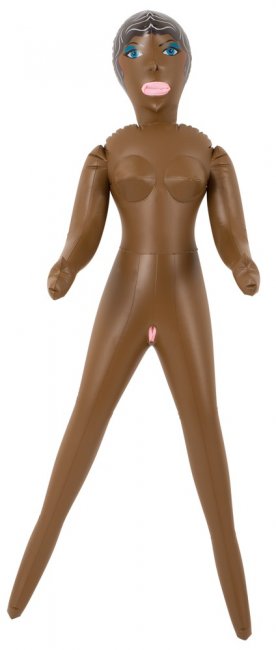 Elements Dolls Ocean - Mörkhyad uppblåsbar sexdocka med flera hål