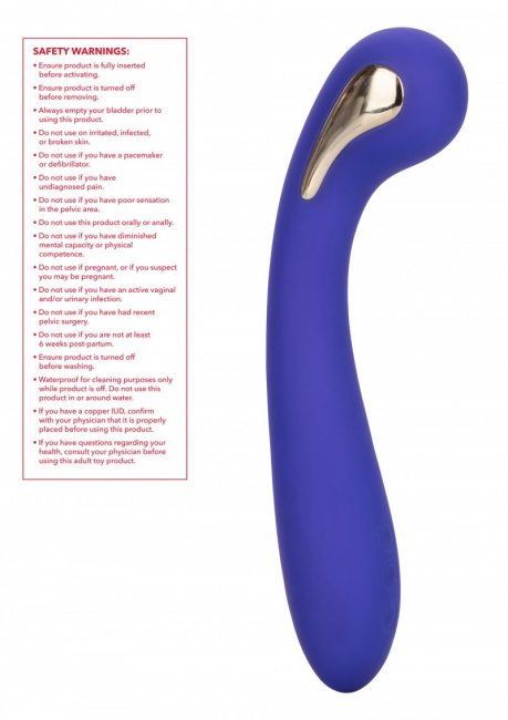 Lila vibrator med 7 vibrationer och 5 e-stim funktioner. Uppladdningsbar, vattentät, lätt böjt skaft. Enkel att använda.