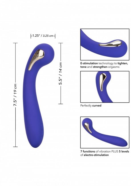 Lila vibrator med 7 vibrationer och 5 e-stim funktioner. Uppladdningsbar, vattentät, lätt böjt skaft. Enkel att använda.