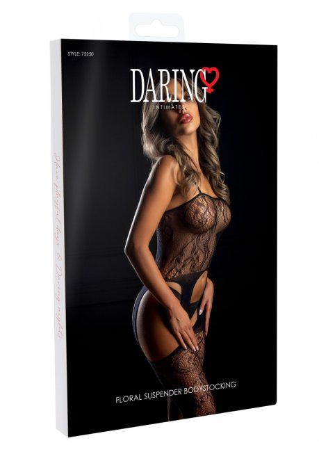 Daring Floral Suspender Bodystocking ONESIZE