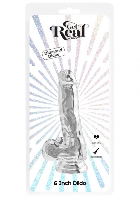 Get Real Clear Dildo w. Balls 6 inch