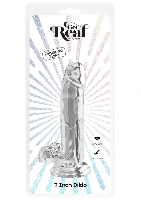 Get Real Clear Dildo w. Balls 7 inch