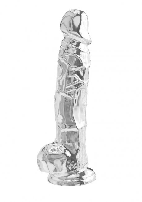 Get Real Clear Dildo w. Balls 8 inch