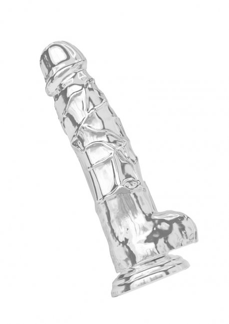 Get Real Clear Dildo w. Balls 8 inch
