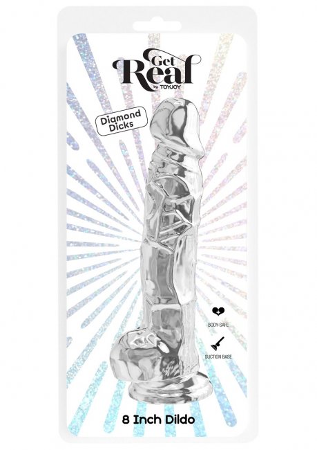 Get Real Clear Dildo w. Balls 8 inch