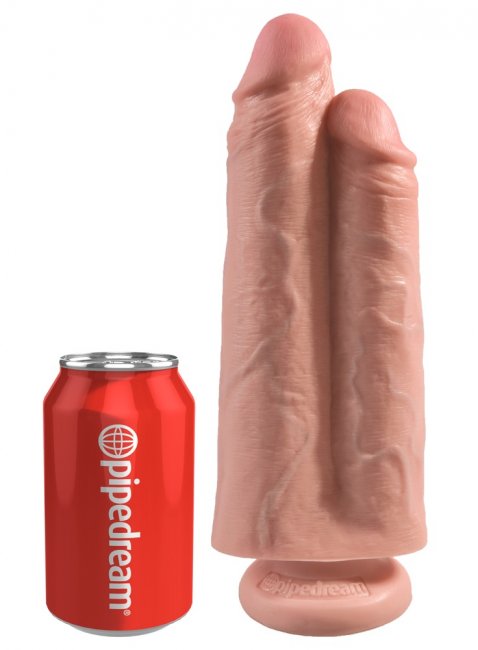 King Cock 9" Two Cocks One Hole