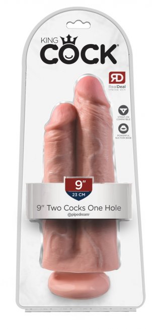 King Cock 9" Two Cocks One Hole