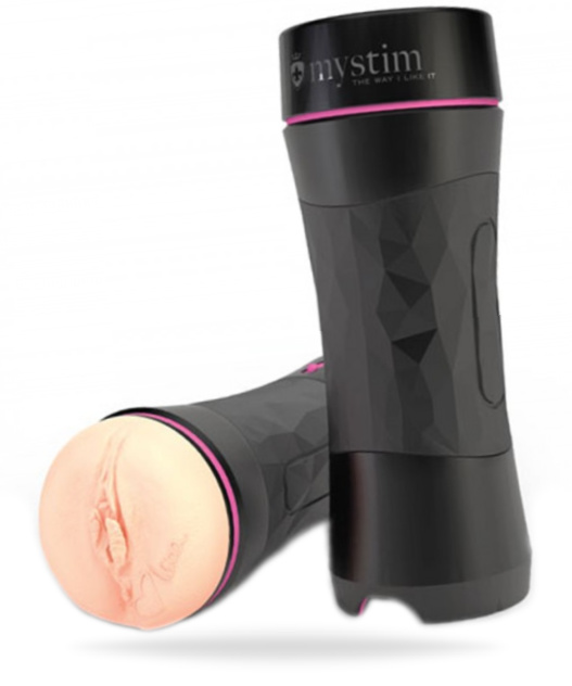 Realistisk lösvagina tillverkad av verklighetstrogna material och en texturerar insida. Avgjutning av porrstjärnan Mica.