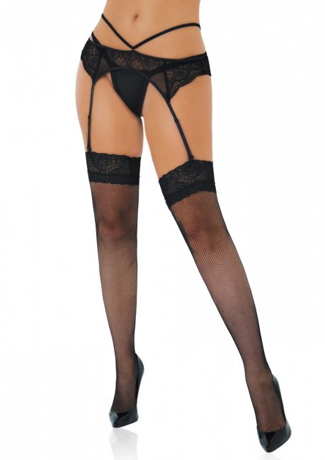 Net Stockings with Lace Top