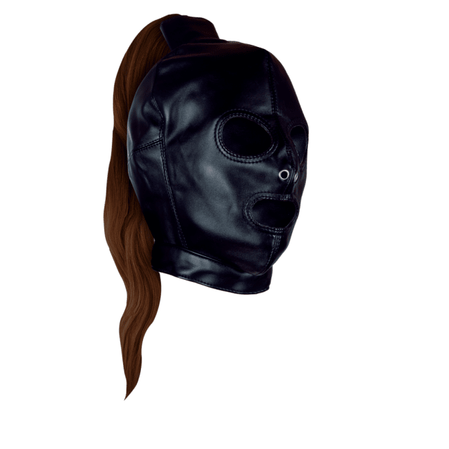 Mask with Brown Ponytail – Black