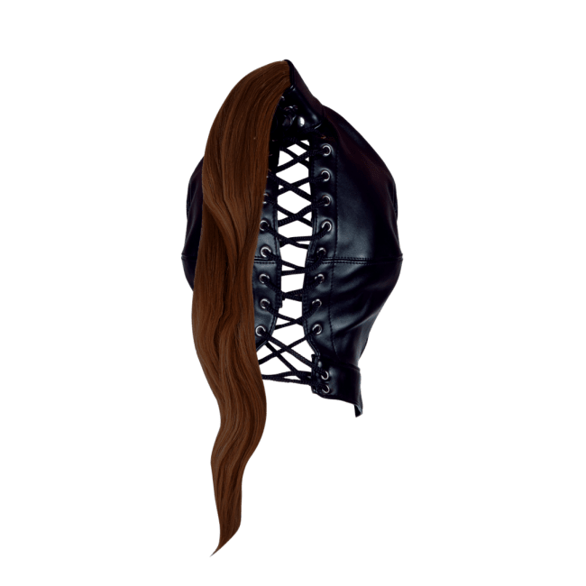 Mask with Brown Ponytail – Black