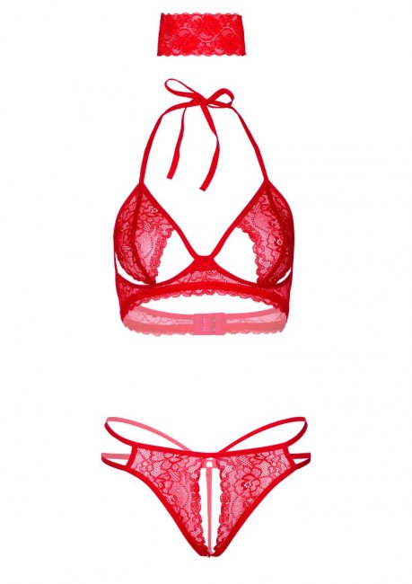 Peek-a-Boo Bra, Panty and Blindfold