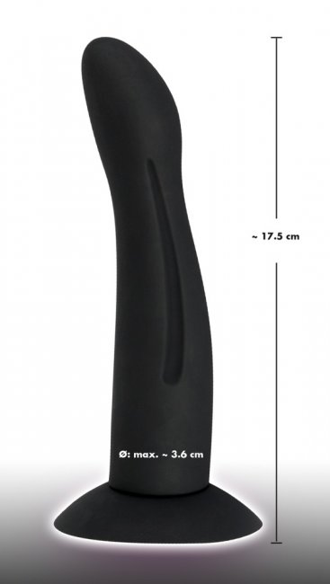 Analplugg tillverkad av högkvalitativ silikon. Stark sugkopp. Plugg med en böjd form och flexibelt skaft. Enkel att använda.