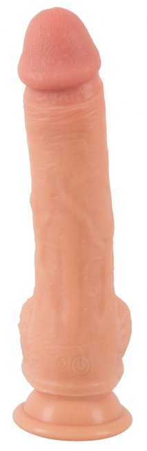 Realistisk dildo med en stark sugkopp i basen. Högkvalitativ silikon. 10 vibrationer och 10 rotationer. Uppladdningsbar.