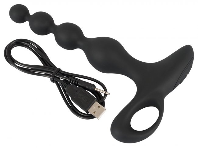 Uppladdningsbara analkulor med 10 olika vibrationer tillverkad av mjuk silikon. Helt vattentät. Bred bas. Gradvist ökande.