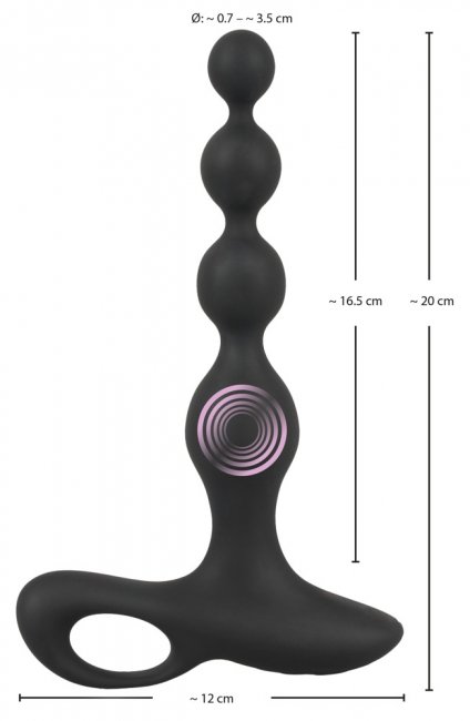 Uppladdningsbara analkulor med 10 olika vibrationer tillverkad av mjuk silikon. Helt vattentät. Bred bas. Gradvist ökande.