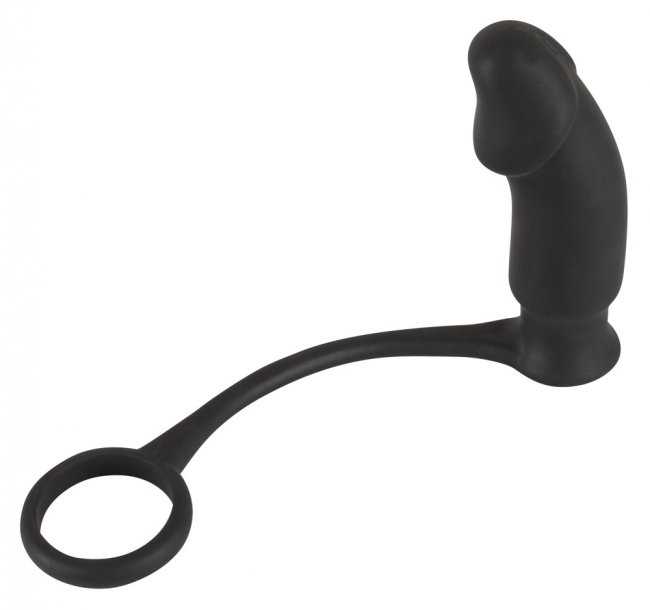 Vibrerande analplugg med en penisring. Flexibel ring och supermjukt silikon material. Enkel att använda. Penis formad plugg.